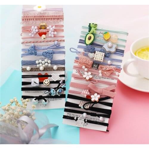 6/10/8/100 PCS/SET Bow Knot Hair Headwear Flower Pearl Elastic Hair Bands For Women Girls Fashion Hair Accessories Headbands Set