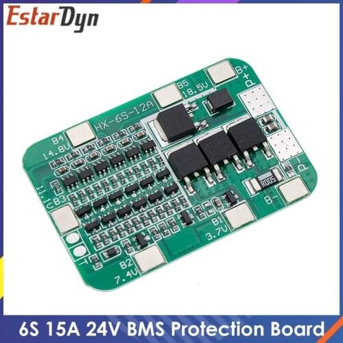 6S 15A 24V PCB BMS Protection Board for 6 Pack 18650 Li-ion Lithium Battery Cell Module DIY Kit