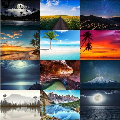5D Diy Diamond Painting Sunshine Cross Stitch Seascape Mosaic Coconut Tree Sticker Diamond Embroidery Hand Inlaid Decoration