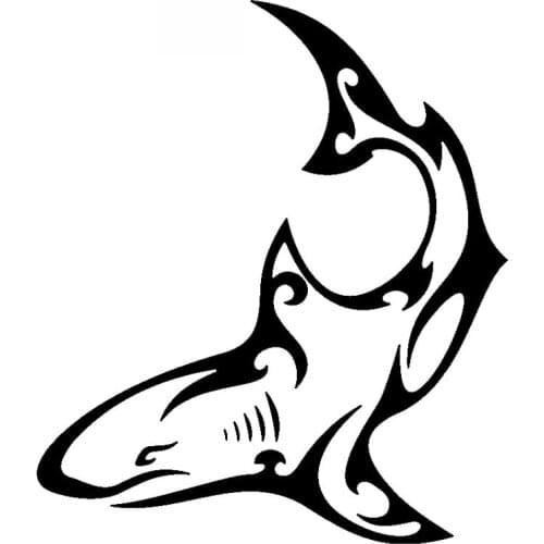 Tribal Art Great White Shark High Quality Car Decoration Applique Personality Pvc Waterproof Applique Black/white, 15cm * 13cm