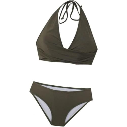 Bikinis 2021 women Sexy Solid Split Slim Swimsuit High Waist Bikini for Swimming Two Pieces Womens Swimsuit Backless Beachwear