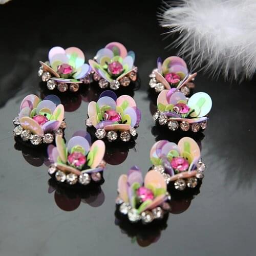 Sequins beaded flower Rhinestones brooch appliques patches vintage fashion Coat Sweater decoration patch