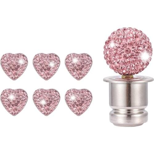 12V Shiny Rhinestones Car Cigarette Lighter & Heat Shaped Stickers Decals Automobile Accessories Set