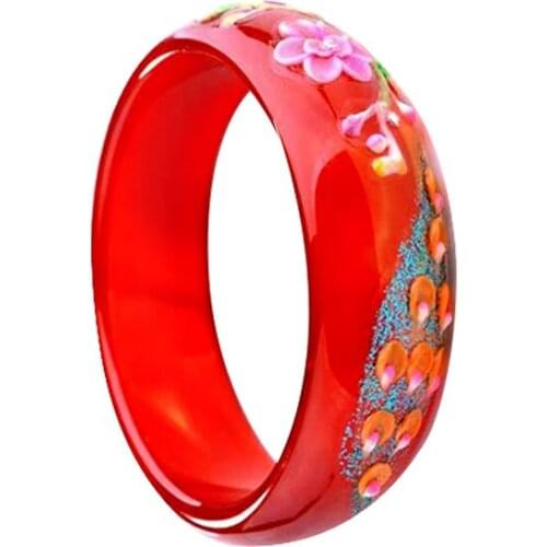 Natural red agate bracelet with carved jadeite chalcedony Bracelet