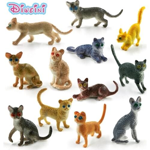 12pcs New Farm Poultry Simulation Small Pet Dog Cat animal model action figure educational Gift For Kids toys Set Decoration
