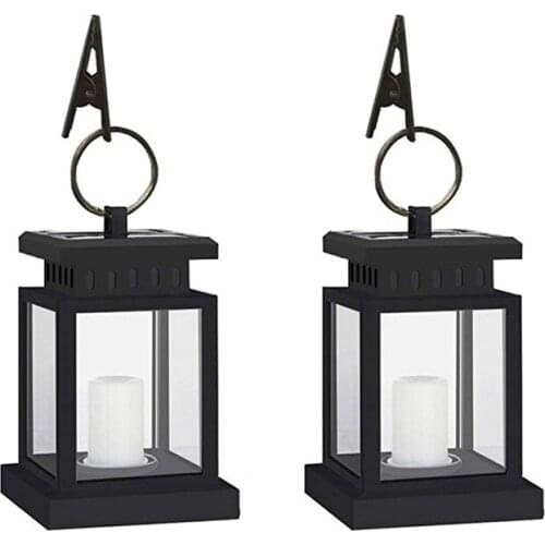 2X Solar Lantern Hanging Light LED Yard Outdoor Patio Garden Lamp Waterproof Light