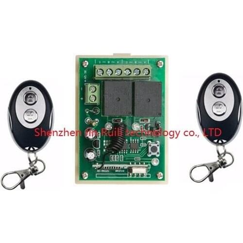 Hot Sales DC12V 2CH 10A Wireless Remote Control Switch System 1*Receiver and 2* ellipse shape Transmitter Applicance Garage Door
