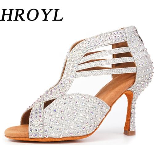 Hipposeus Girls Latin Dance Shoes Women Ladies Ballroom Modern Tango Rhinestone Dancing Shoes Practise Dance-Shoes Performance