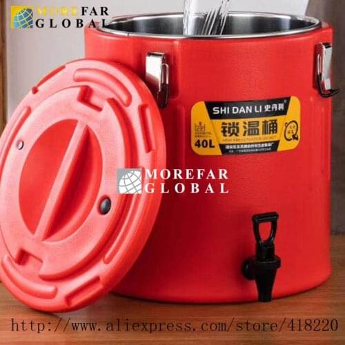 6Pcs/Set 40/50L Stainless Steel Large Capacity Insulation Pot Barrel Soup Water Milktea Container Heatnesss Preservation Family