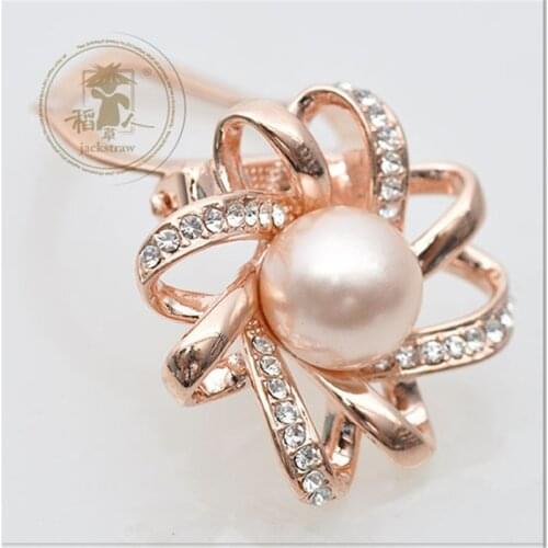 Korean Fashion wedding Bouquet Brooches vintage gold ally rhinestone pearl scarf clip for wedding pins