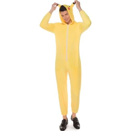 Halloween Man Pikachu Zipper Onesie Costume With Hat Costumes Dress Cosplay Pokémon Stage Cartoon Game Cosplay Clothes