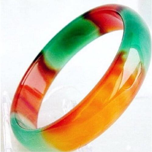 Pretty Genuine Asia Red/Green Natural Agates Jades Bangle Bracelet inner size approx 58MM