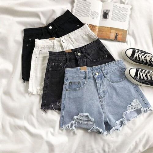 Summer Clothes Fashion Women High Waist Retro Denim Shorts Streetwear Pants y2k Sexy Oversize Loose Holes Light Colour Jeans