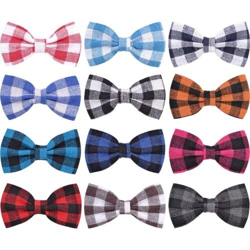 12PCS/LOT Fashion Plaid Bows Hairpins For Girls Children Headdress Hair Clips Headwear Cute Barrette Kids Hair Accessories 2021