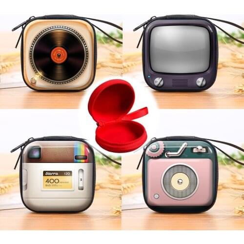 Cartoon Mini Zipper Hard Headphone Holder Case Portable Earbuds Pouch Box Earphone Storage Bag Protective USB Cable Organizer
