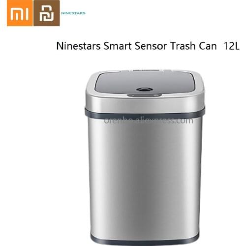 Ninestars NST Smart Sensor Trash Can Stainless Steel Square Waste Bin Garbage Bin Office Rubbish Bin Silver Grey From Youpin
