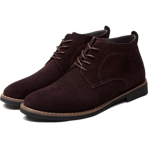 Male Suede Leather Men Shoes Plus Size 38-45 Men Boots Solid Casual Leather Autumn Winter Ankle Boots Brand