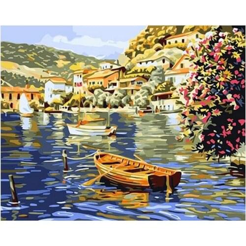 DIY Digital Painting By Numbers Lakeside rippling oil painting mural Kits Coloring Wall Art Picture Gift frameless