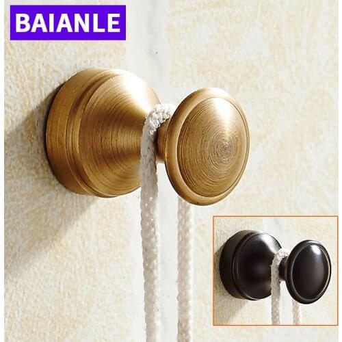 Wall Mounted Fashion Balck/Antique Brass Finished Bathroom Coat Clothes Single Robe Hook Kitchen Hanger bathroom Accessories