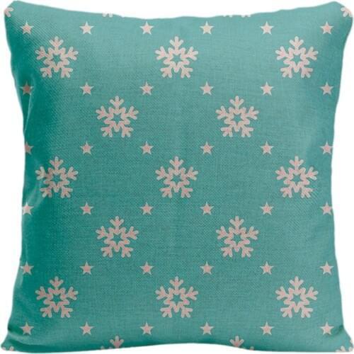 Cotton Linen Snowflakes Pattern In Mint Green Throw Pillow Case Decorative Cushion Cover Pillowcase Customize Gift For Seat
