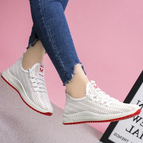 New Women Casual Shoes Sneakers Mesh Breathable Vulcanized Shoes Lace-Up Loafers Ladies Outdoor Trainers Shoes Chaussures Femmes