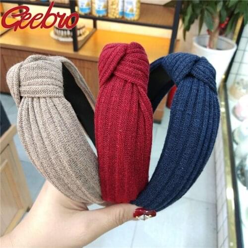 Fashion Stripe Knotted Headband Solid Soft HairBand Simple Pure Color Vintage Hair Hoop for Women girls Hair Accessories