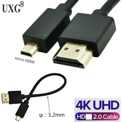 OD 3.2mm Micro HDMI-compatibLEPlug Full Cable 4K 3D HD-2.0V Connector For LCD TV Projector PS3 PS4 Xbox 360 PC Video Short Cable