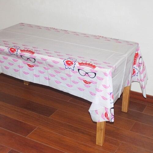 Disposable Plastic Crown Lips Table Clothes Table Cover Tablecloth Waterproof For Party Decoration And Match Napkin