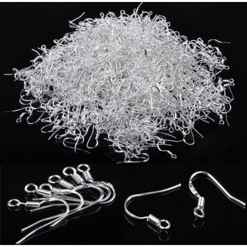 Wholesale 100Pcs/lot Jewelry Finding 925 Sterling Silver Earrings Hook Unisex Sterling Silver Jewelry Ear Hooks Earring Findings