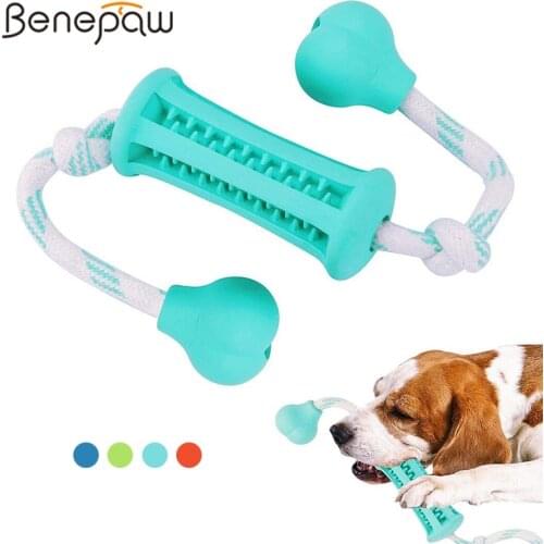 Benepaw Durable Dog Chew Toys Interactive Nontoxic Rubber Teeth Cleaning Pet Toys For Small Medium Large Dogs Washable Rope