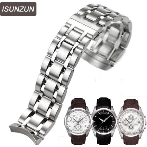 ISUNZUN Mens Watch Bands For Tissot 1853 Qutub T035 Strip Steel Watch Strap T035627A High Quality Watchband Watches Accessories