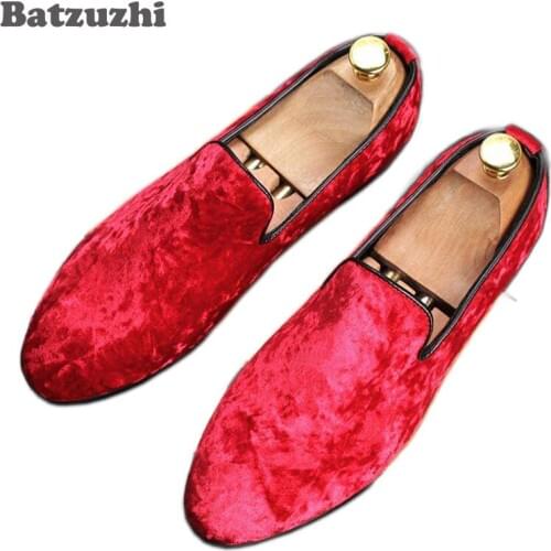 Luxury Men Shoes Red Leather Mens Casual Shoes Handmade Comfortable Breathable Men Loafers Party Dress Shoes Male Personality
