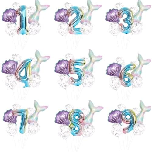 Mermaid Birthday Party Balloon Decoration Happy Birthday Party Decor Number Balloon Decortion For Kids