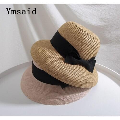 New Hepburn Style Sun Hats Bucket Cap For Women Summer Straw Hat Big bow Female Fashion Beach Hat Panama Hats Chapeu Feminino