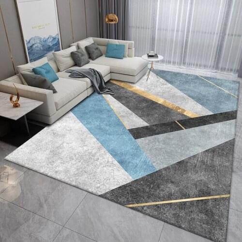 Nordic Geometric Carpets for Bed Room Modern Art Marble Pattern Decoration Area Rugs Bedroom Bedside Crystal Velvet Large Carpet