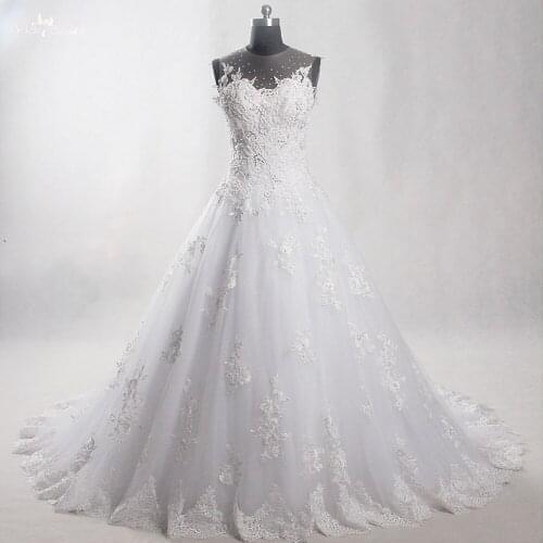 RSW1312 Illusion Neckline Sleeveless Princess Wedding Dresses