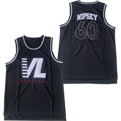 BG basketball jerseys YICTORY LAP 60 NIPSEY jersey Embroidery sewing Outdoor sportswear Hip-hop culture movie black 2021