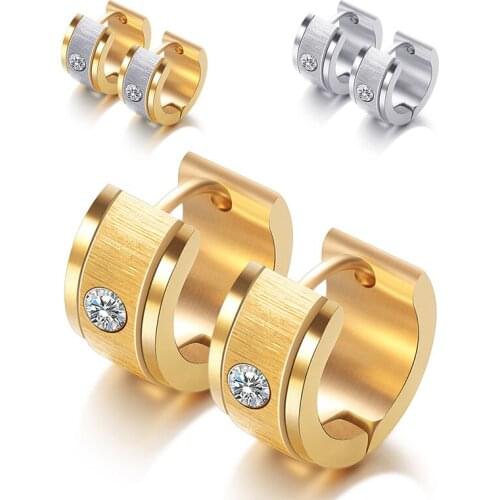 Street pop Women Anti-allergic titanium steel ear buckle earrings Single/double color punk Rock fashion jewelry