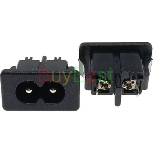 Pack 20) IEC C8 Male Panel Mount DIY Repair Industrial Inlet Power Socket Max AC250V 2.5A