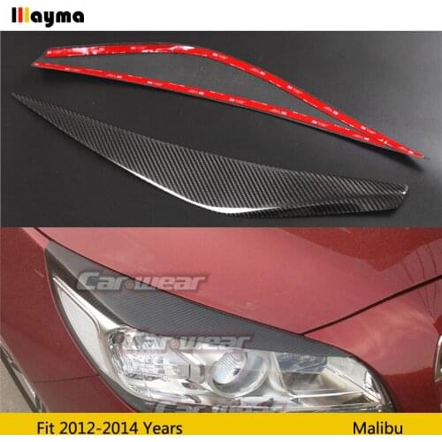 Carbon Fiber Headlight Eyebrow Eyelids For Chevrolet Malibu 2012 - 2014 fiber glass primer car decorative sticker 2pcs