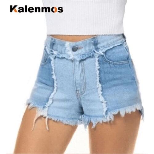 KALENMOS Denim Jeans Women Stretch Skinny Ripped Hole Bodycon Slim Blue Leisure Sexy Daily Trousers Shorts Streetwear Jegging
