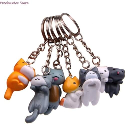 Women Men Kitten Car Keychain Lovely Cartoon Lucky Cat Key Chain Fashion Keyring