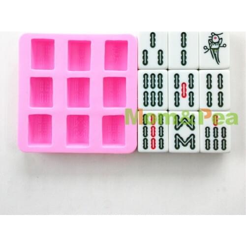 Mom&Pea 0611 Free Shipping Mahjong Tiles-Tiao Shaped Silicone Mold Cake Decoration Fondant Cake 3D Mold