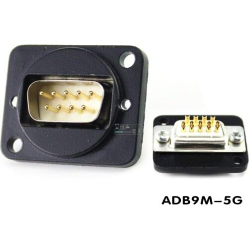 1Pcs rs232 male welding gold-plated DB9 needle socket D-type XLR module cabinet panel serial port ADB9M-3G/5G
