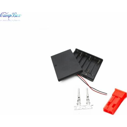 10Pcs 6xAA Battery Case Holder Socket Wire Junction Boxes With Wires, Switch&Cover, JST 2.54 Male Header and Crimps