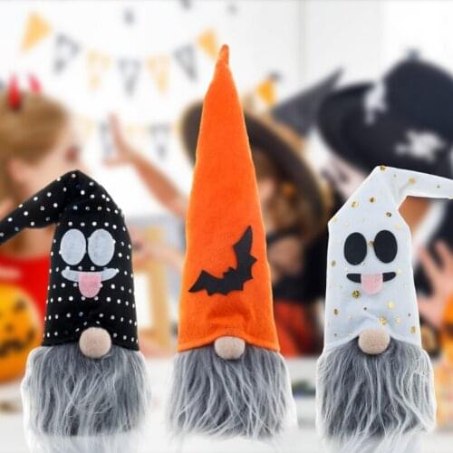 15 Inch Halloween Gnome with LED Light Handmade Plush Swedish Gnomes Sitting Tomte Nordic Figurine Holiday Party Decorations