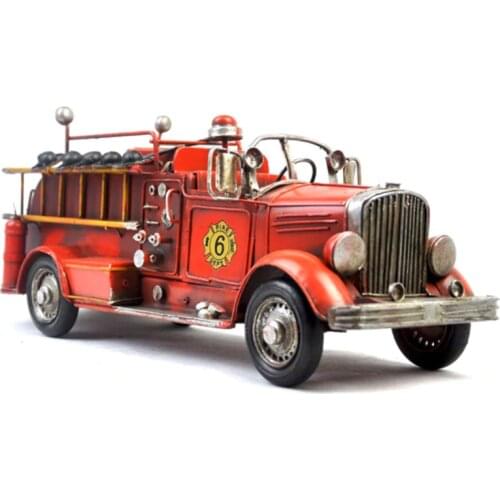 1925 Retro Iron Fire Engine Truck Car Model Diecast Alloy Street Toys For House Hold Kids Children Toy or Collection Display