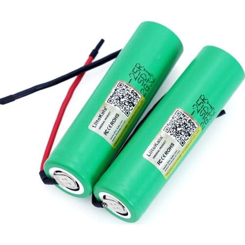 2pcs/lot LiitoKala For Samsung New 18650 2500mAh Rechargeable battery 3.6V INR18650-25R 20A discharge + DIY Silica gel Cable