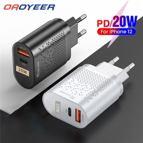 20W USB Type C Charger For iPhone 12 Pro Max Mini Quick Charge 3.0 QC PD 20W USB-C Fast Charging Travel Wall For iPhone 12