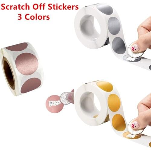 3 Colors 300pcs Round Silver Rose Gold Scratch Off Labels Stickers 1 Inch for Party Activity Gift Business Stationery Sticker
